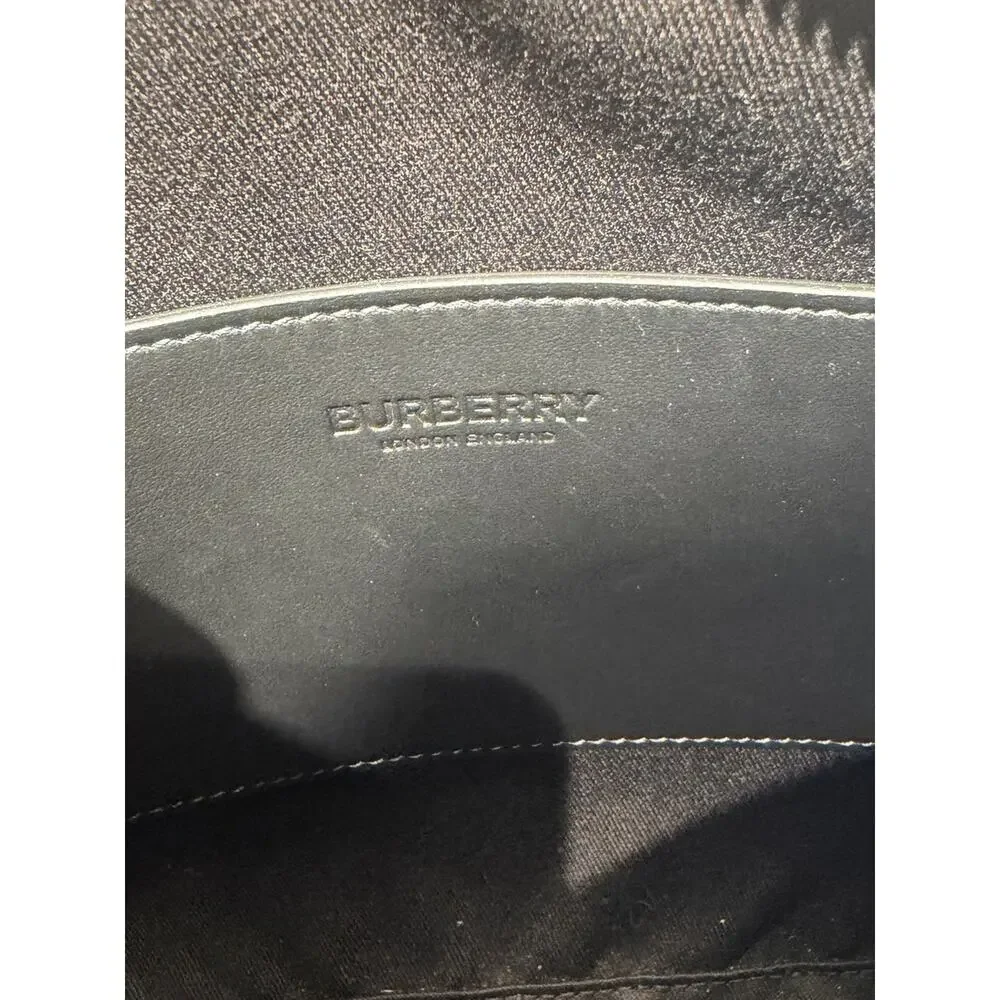 Burberry Black charcoal Check Leather Messenger Bag
